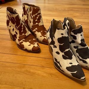 2 pairs of cow print booties!